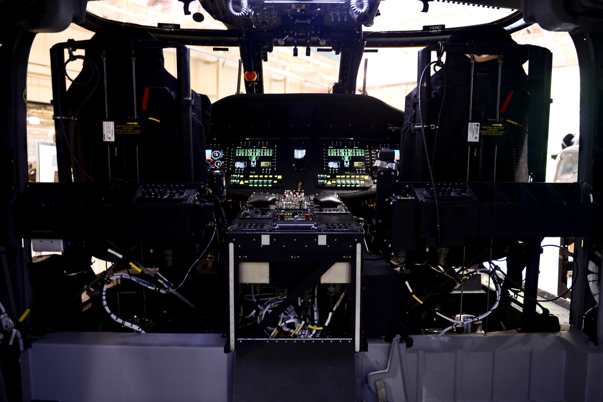 The 128th Aviation Brigade at Fort Eustis, Va. recently obtained a new piece of training equipment, formerly the Super 62 “Black Widow,” a Blackhawk helicopter, now transformed into a Blackhawk Electrical Trainer. Advanced Individual Training students will utilize the new trainer as part of their curriculum to become Blackhawk avionic mechanics. (U.S. Air Force photo by Airman 1st Class Kimberly Nagle/Released) 