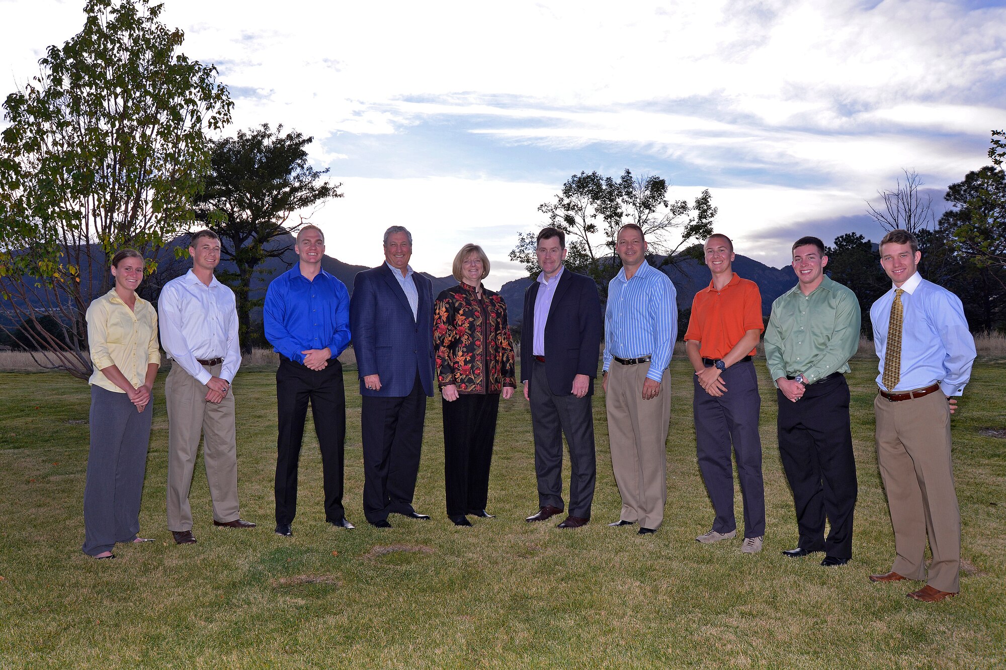 Six cadets at the U.S. Air Force Academy were recognized by Brig. Gen. Andy Armacost, dean of faculty here, at the Dean's Aces dinner held at the Heritage House here Oct. 6, 2014. The dinner honors cadets who maintain 4.0 GPAs. (U.S. Air Force photo/Jason Gutierrez)