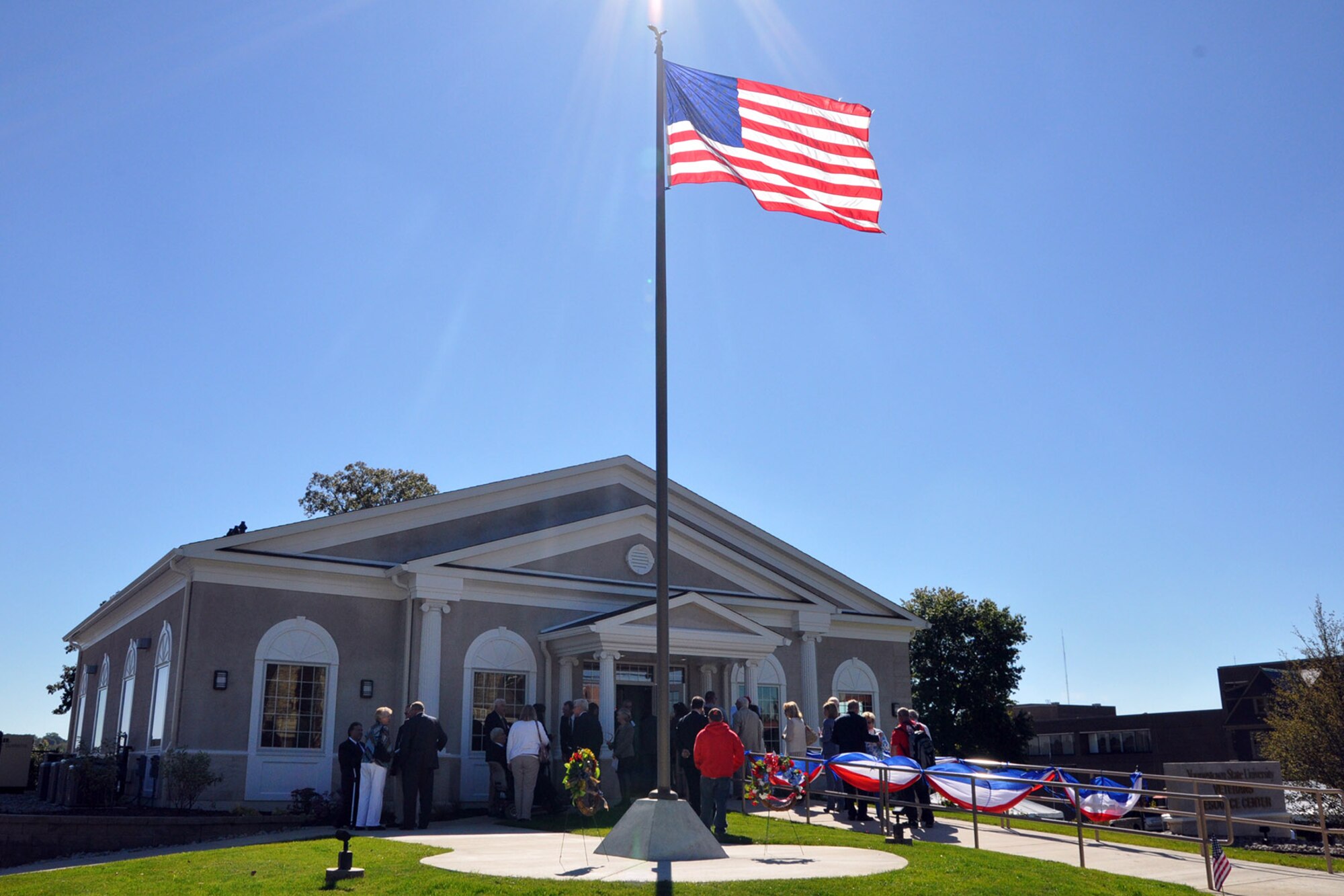 YOUNGSTOWN, Ohio – A ribbon cutting ceremony of a new, $1.3 million Veterans Resource Center on the Youngstown State University campus took place here, Sept. 26, 2014. Event guests had the opportunity to tour the new center, designed to expand and enhance services for military veterans and active military making the transition to student life at YSU, following the formal ceremony. Servicemembers assigned to YARS who are also students or alumni of YSU are encouraged to utilize the new facility. U.S. Air Force photo by Master Sgt. Bob Barko Jr.