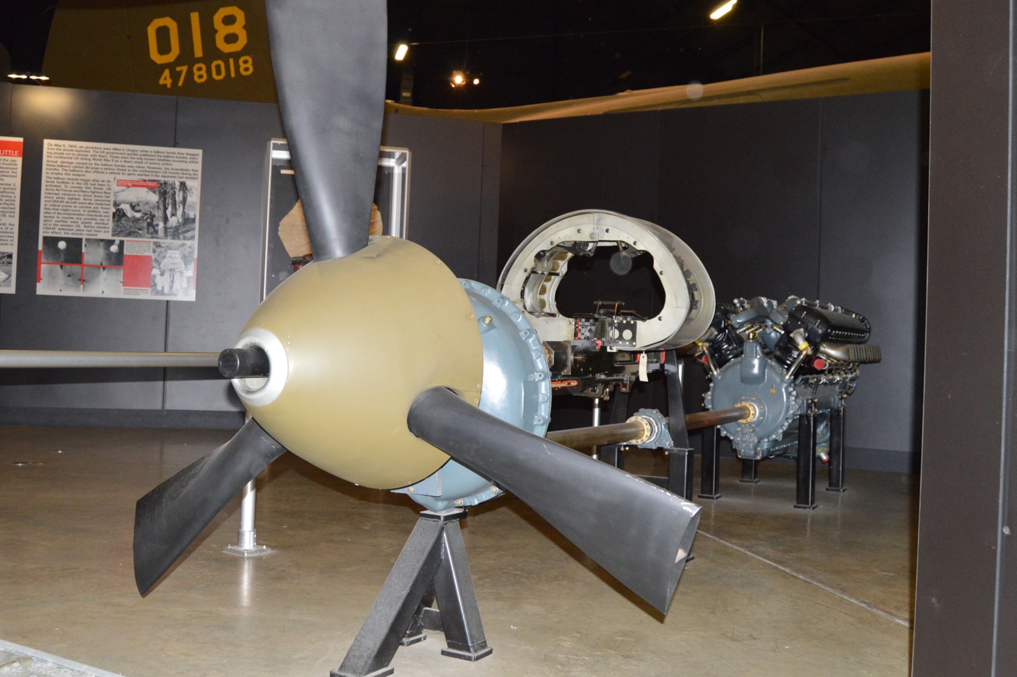 DAYTON, Ohio -- Allison V-1710 engine and drive train for the P-39Q and its 37mm cannon, on display in the World War II Gallery at the National Museum of the United States Air Force. (U.S. Air Force photo)
