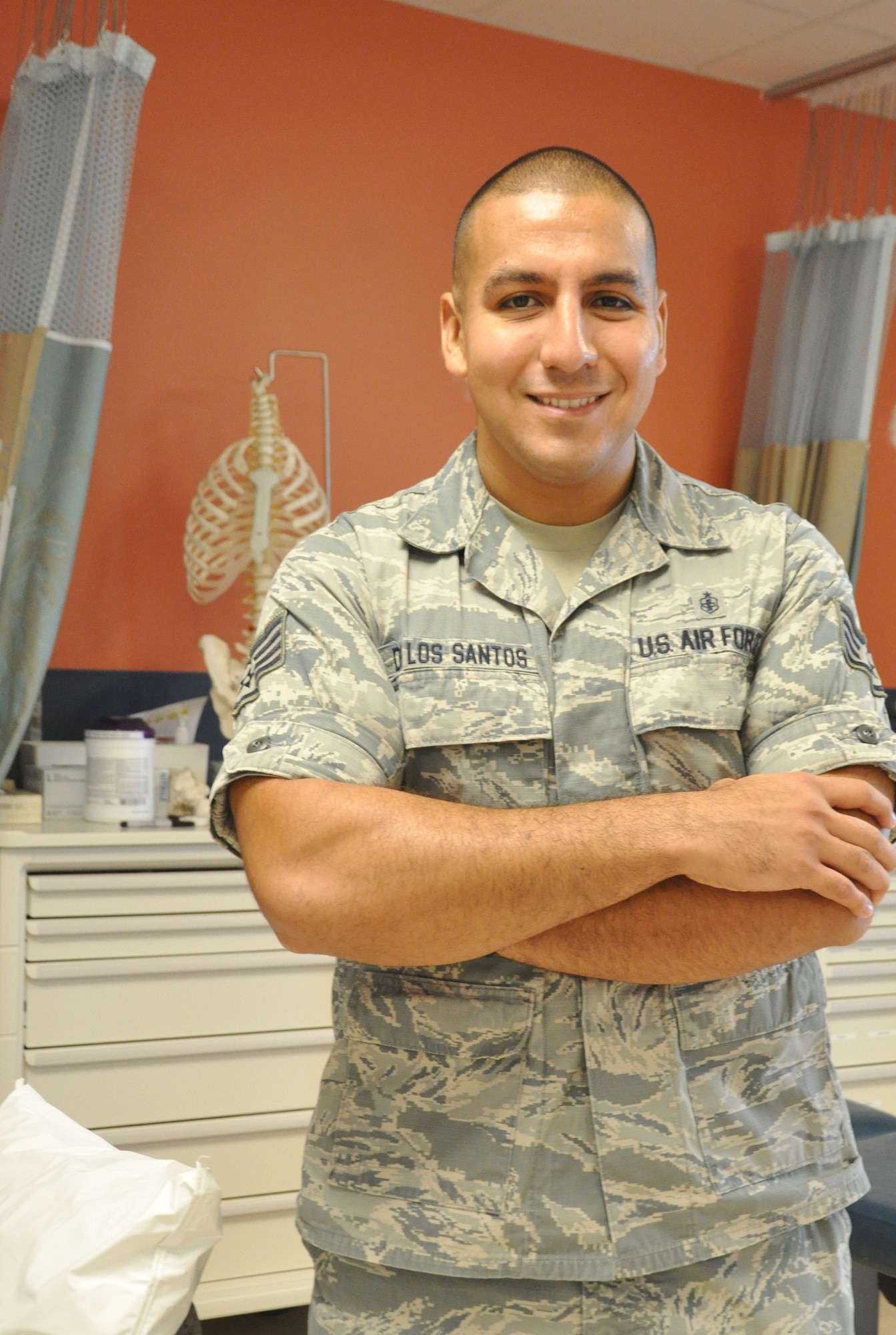 Staff Sgt. Pedro De Los Santos, 45th Medical Operations Squadron physical therapy technician, was selected for Shark of the Week, at Patrick Air Force Base, Fla. The Shark of the Week is selected in order to bring a human voice to the many stories that keep Patrick-Cape developing professional Airmen, delivering 100 percent mission success, and prove wing readiness. (U.S. Air Force photo/Heidi Hunt)