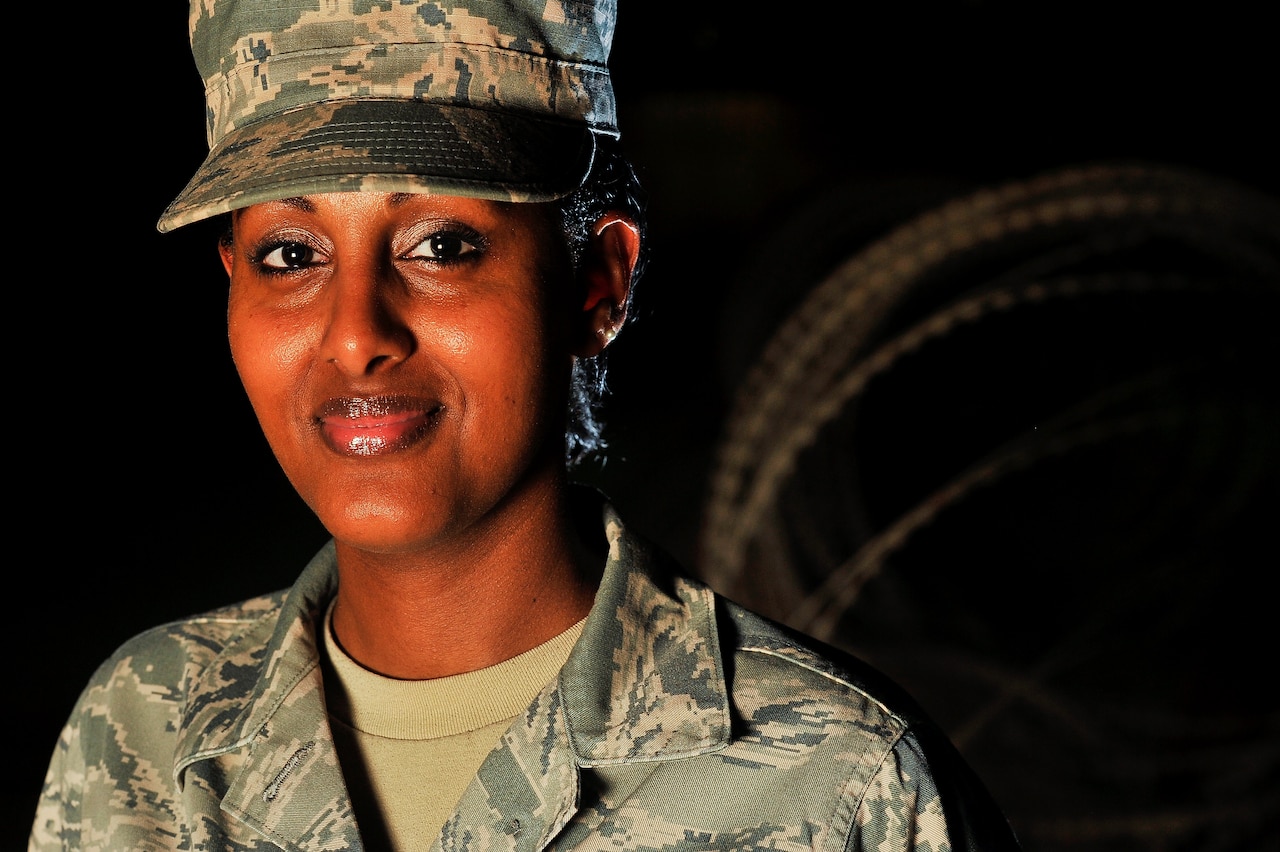 Air Force Staff Sgt. Ruta Shibeshi credits her military service for helping to pave a clear path for her in life. U.S. Air Force photo by Tech. Sgt. Russ Scalf