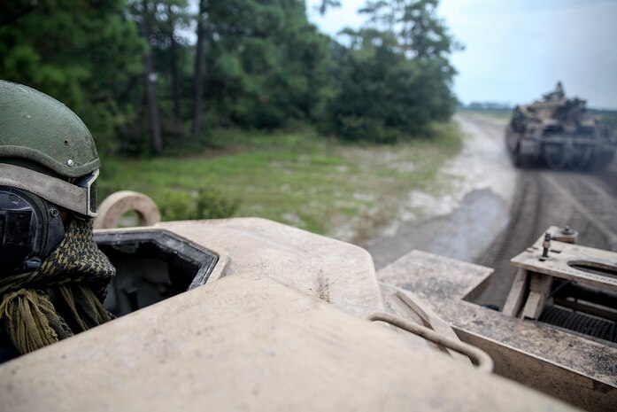 A Marine with 2nd Maintenance Battalion, 2nd Marine Logistics Group, drives an M88A2 Hercules Recovery Vehicle during a vehicle recovery training operation aboard Marine Corps Base Camp Lejeune, N.C., Sept. 29, 2014.   Approximately 20 Marines conducted a training operation to recover an immobilized Hercules using a pulley and winch system.  Marines and sailors with the battalion conducted a field exercise Sept. 18 - Oct. 1, 2014, to reinforce their capability to accomplish battalion-level, mission essential tasks.