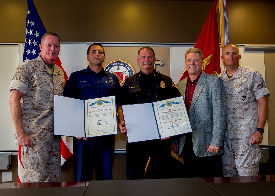 The Camp Pendleton Fire Department was recognized by the Department of Defense for the 2013 Department of the Year award here, Oct. 7. David Lewis was also recognized for the 2013 Civilian Firefighter of the year award.
