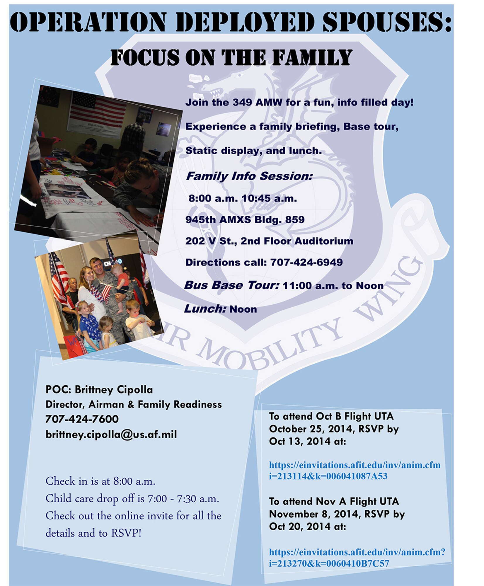 TRAVIS AIR FORCE BASE, Calif. -- OPERATION DEPLOYED SPOUSES “FOCUS ON THE FAMILY” (courtesy photo) 