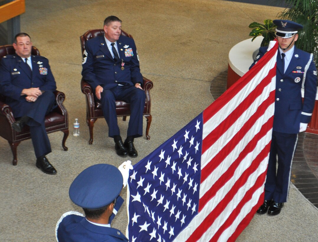 TRAVIS AIR FORCE BASE, Calif. -- The legacy of a flying family at Travis Air Force Base ended Oct. 3, 2014, with the retirement of Chief Master Sgt. Shawn Sanborn, 301st Airlift Squadron loadmaster superintendent. (U.S. Air Force photo/Ellen Hatfield)   