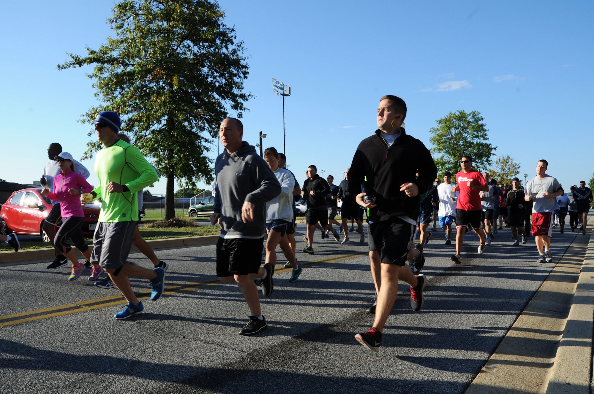 Airmen from the Air Force District of Washington participate in a 5K Fun Run to kick off the Combined Federal Campaign on Joint Base Andrews, Maryland, Oct. 6, 2014. The National Capital Area CFC runs Oct. 6 through Nov. 17 raising money for a variety of charity organizations. (U.S. Air Force photo/Staff Sgt. Matt Davis)