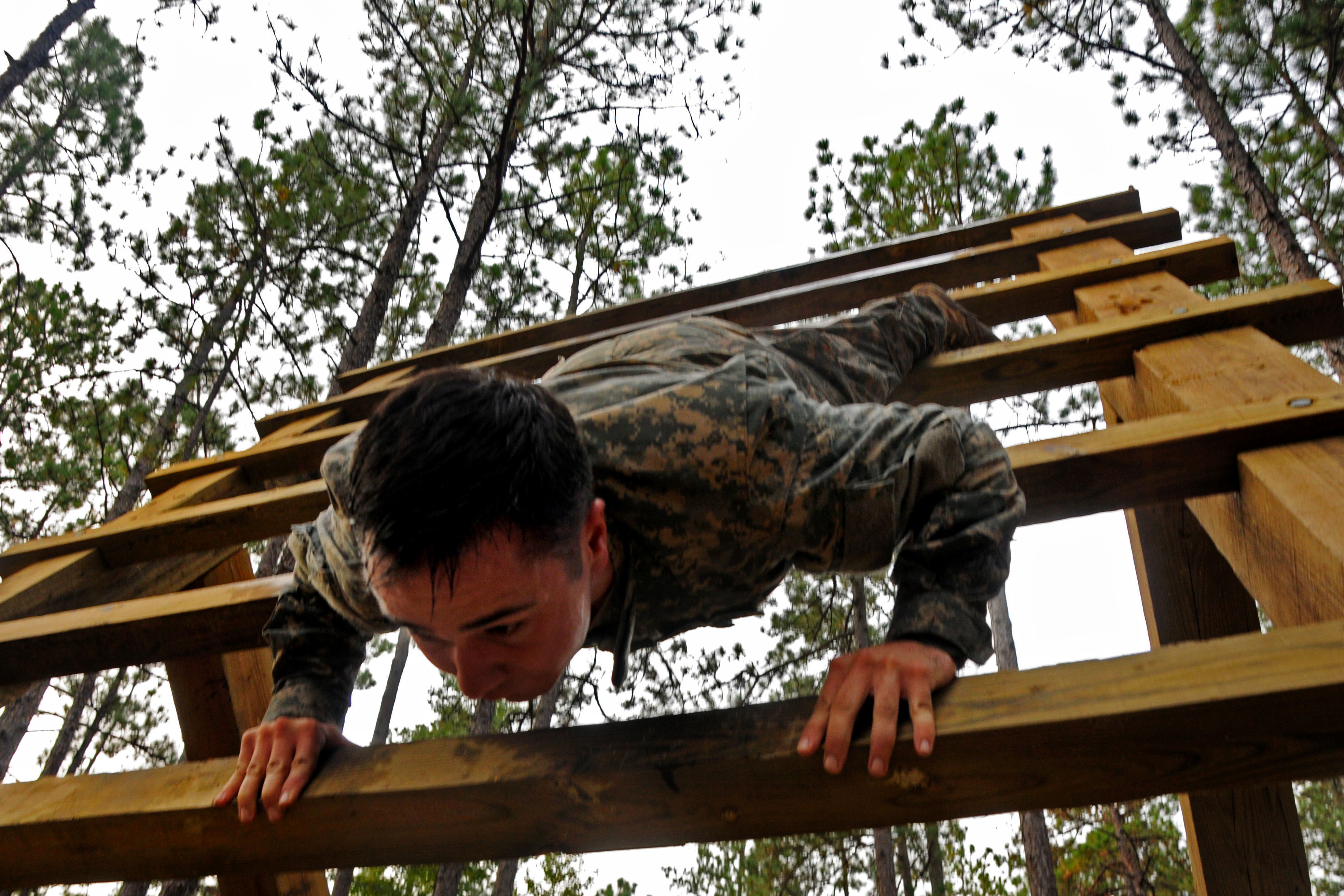 Army Spc. Beau Pratt Navigates The Obstacle Course On The Pre-ranger ...