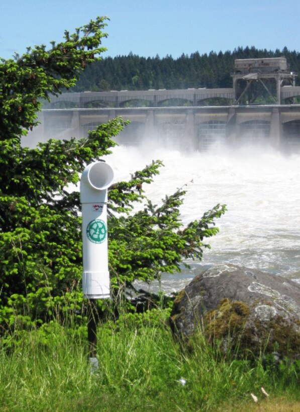 Park rangers at Bonneville Lock and Dam on the Columbia River took recycled fishing line and created new fish habitat. Rangers build structures made from recycled fishing line and sink the structures in nearby Bass Lake.