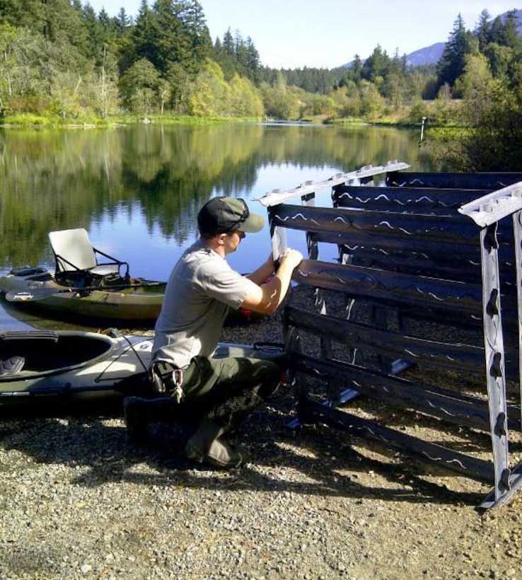 Park rangers at Bonneville Lock and Dam on the Columbia River took recycled fishing line and created new fish habitat. Rangers build structures made from recycled  fishing line and sink the structures in nearby Bass Lake.