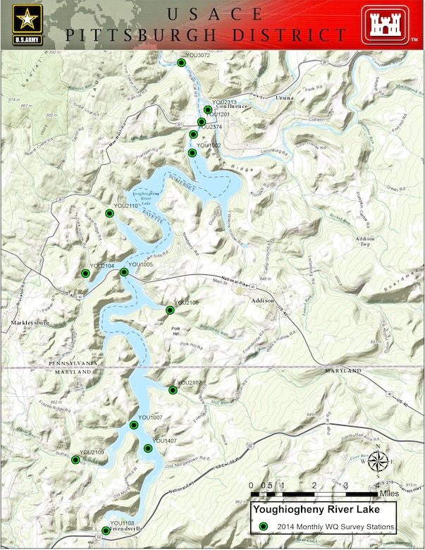 Members of the Pittsburgh District water quality team and Youghiogheny River Lake collected samples from Youghiogheny River Lake and its tributaries, Sept. 23 - 24