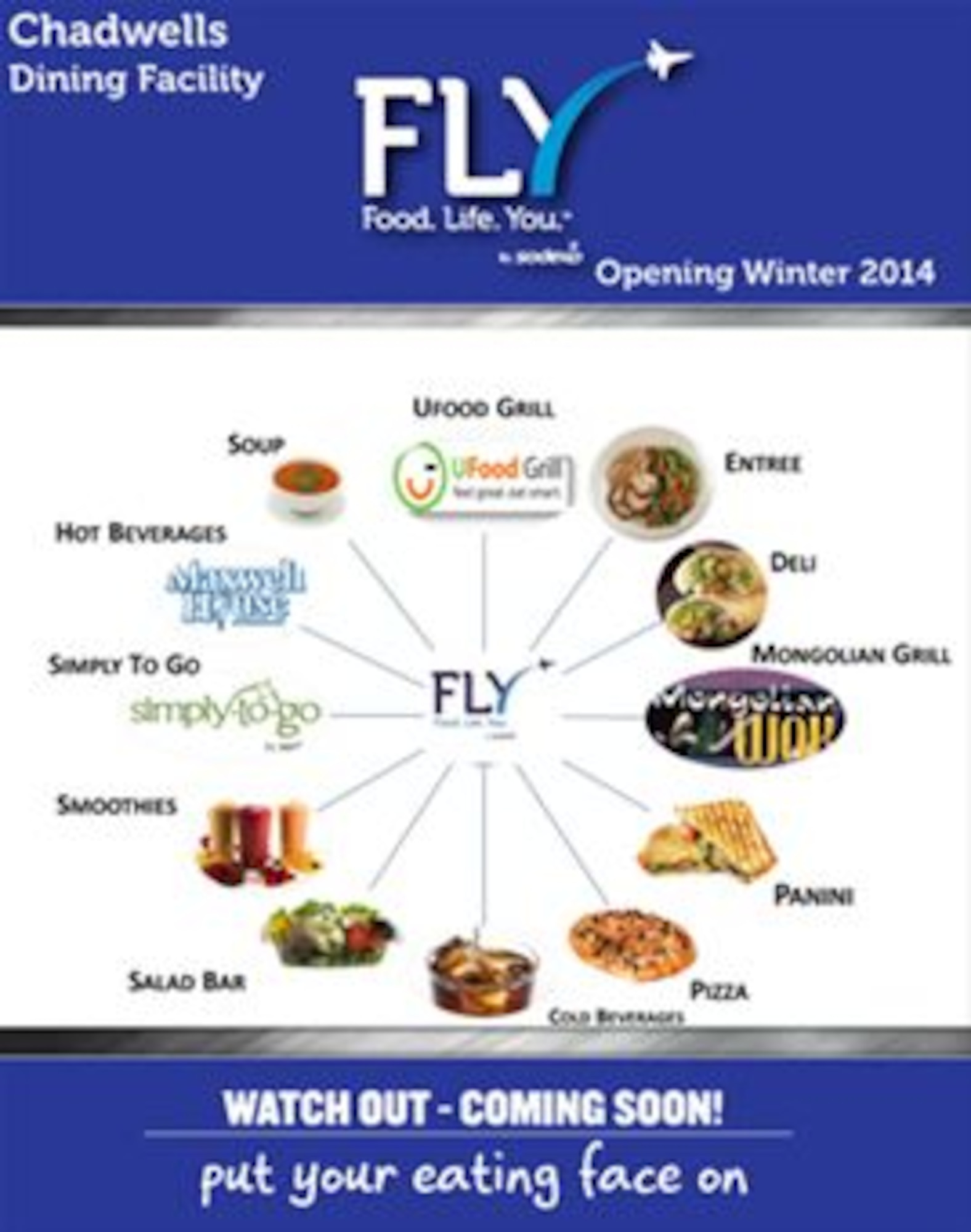 Infographic portraying meal options at the new dining facility scheduled to be opening in Dec. 1, 2014.
