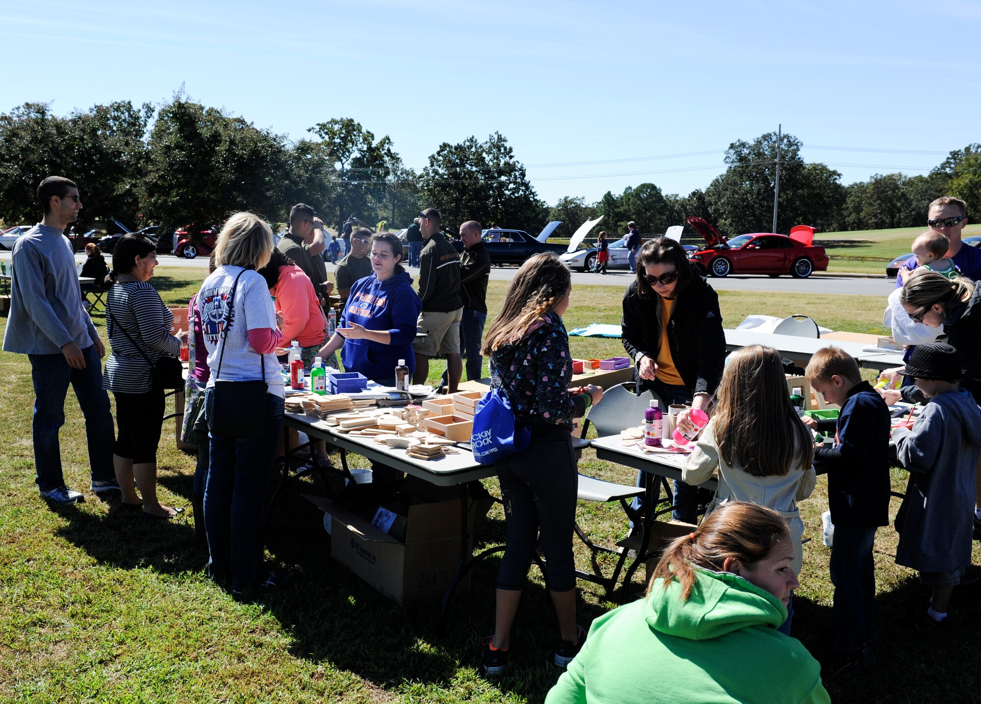 Team Little Rock families build crafts during Rocktoberfest Oct. 4, 2014, at Little Rock Air Force Base, Ark. Attendees were able to build crafts and other projects at no cost. (U.S. Air Force photo by Staff Sgt. Jessica Condit)