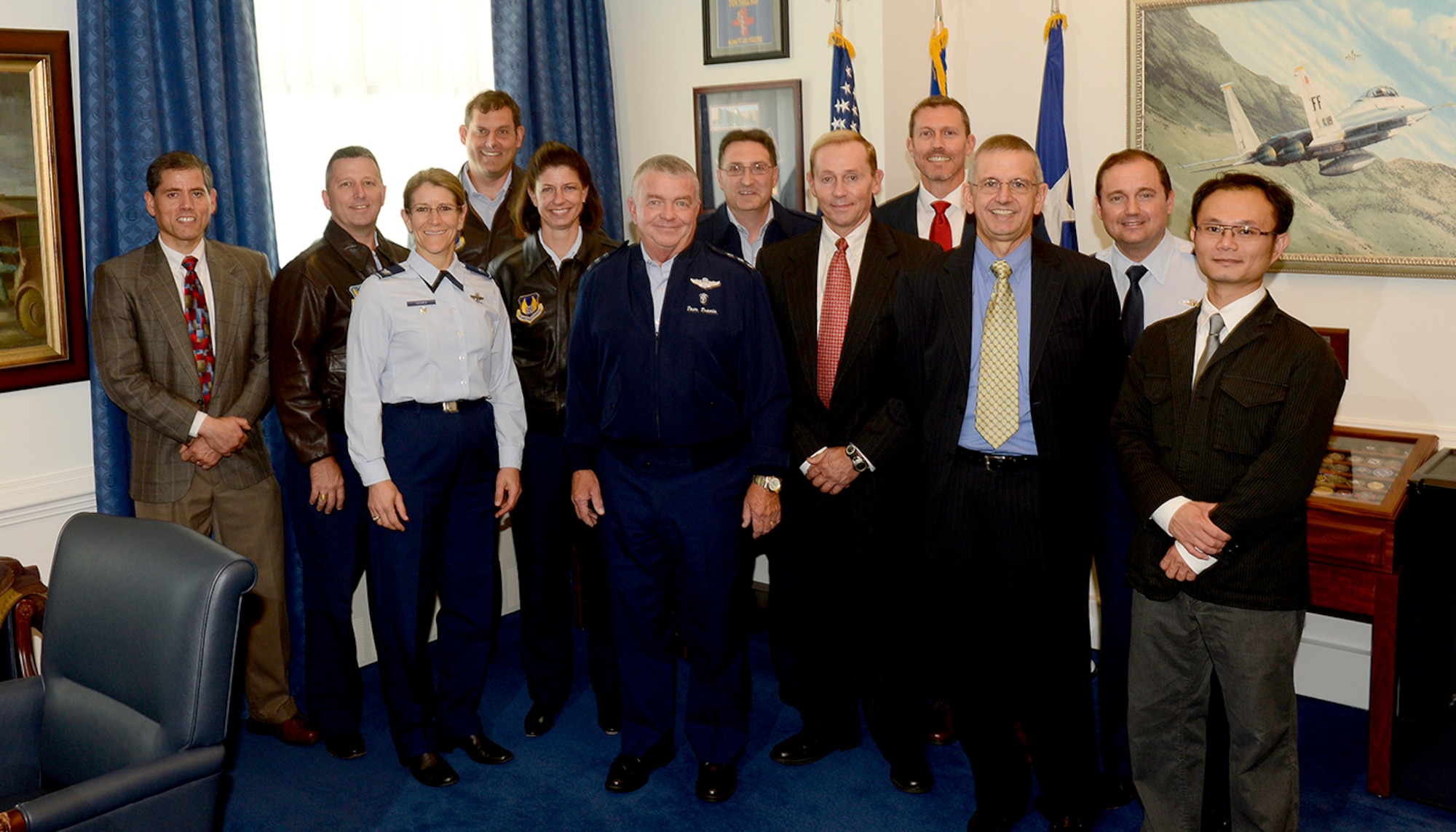 Lt. Gen. (Dr.) Thomas W. Travis, Air Force Surgeon General, met with international attendees of the F-35 Aeromedical Community of Interest (ACOI) on Oct. 9-10 in Washington D.C.  Attendees had the opportunity to discuss key medical-related information on the F-35 Joint Strike Fighter Program. (DoD Photo)   
