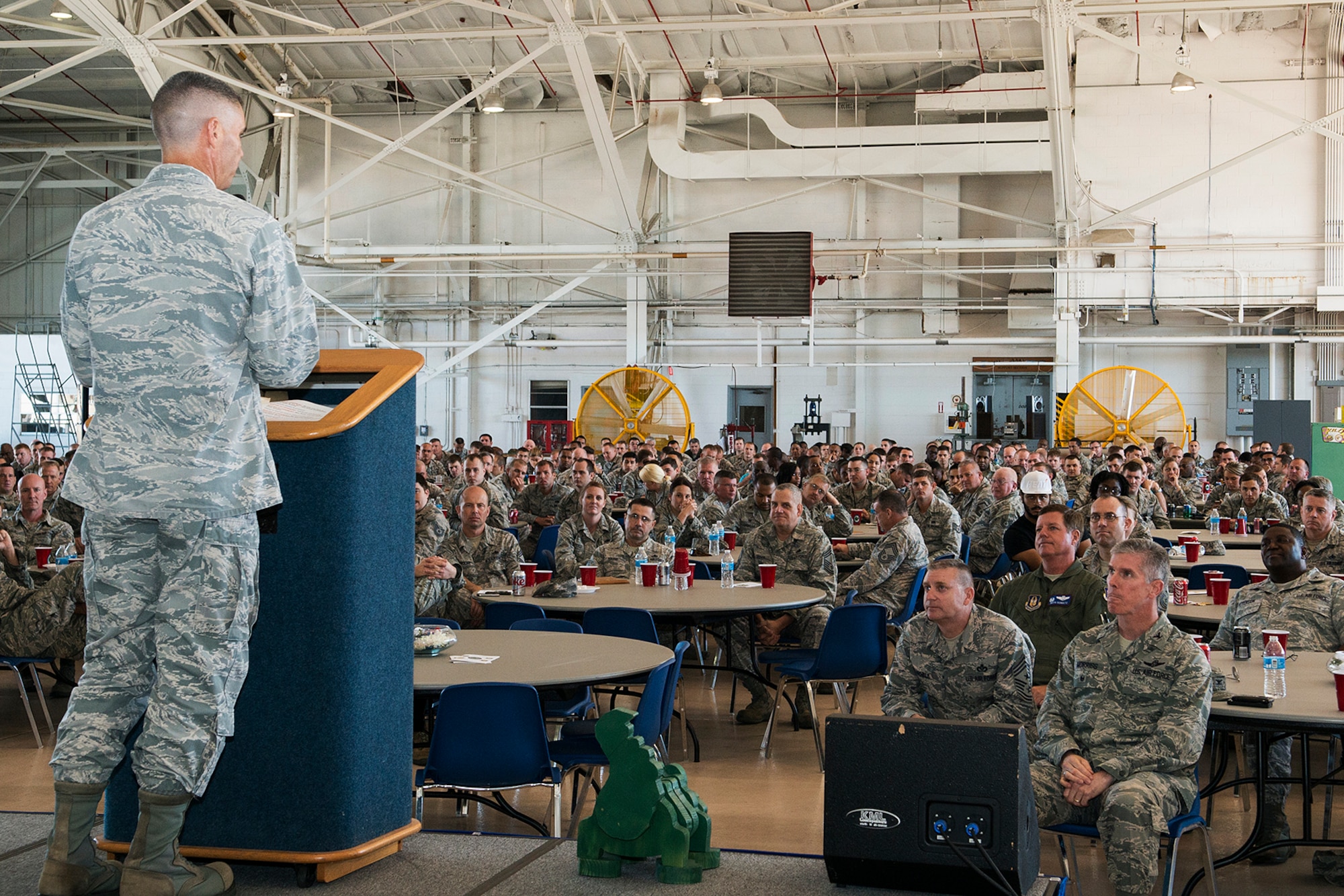 U.S. Air Force Col. Kenneth Rose, 307th Maintenance Group commander, gives the closing remarks during the 15th Annual Gatorfest Awards Ceremony, Oct. 4, 2014, Barksdale Air Force Base, La. Gatorfest is an annual event held to thank Airmen of the various maintenance squadrons for their outstanding work in supporting the 307th Bomb Wing's B-52 operational mission. (U.S. Air Force photo by Master Sgt. Greg Steele/Released)