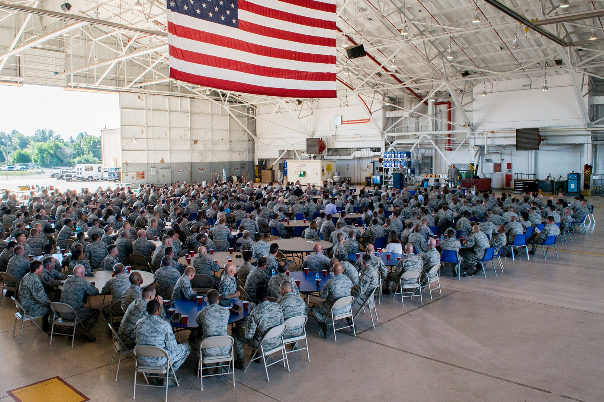 Members of the 307th Bomb Wing attend a Gatorfest Awards Ceremony on Oct. 4, 2014, Barksdale Air Force Base, La. Gatorfest recognizes outstanding Airmen who support the daily maintenance operations of the wing. (U.S. Air Force photo by Master Sgt. Greg Steele/Released)