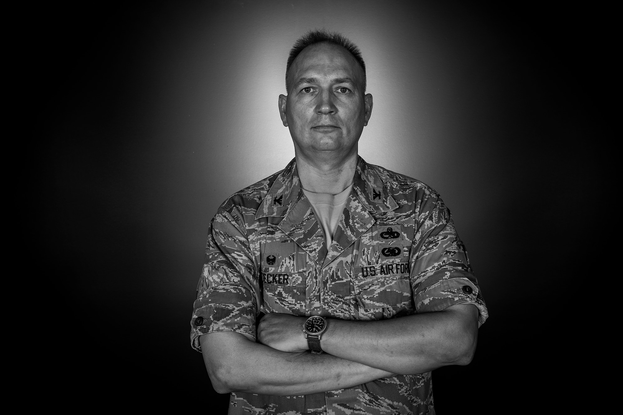 U.S. Air Force Col. Jeffrey Decker, 23d Maintenance Group commander, poses for a photo Aug. 5, 2014, at Moody Air Force Base, Ga. Responsible for 2,500 MXG Airmen, Decker is known for his strict enforcement of regulations and standards.
 (U.S. Air Force photo by Andrea Jenkins)
