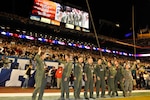 Lt. Col. Mike Birkeland (right) and Senior Master Sgt. Eddie Diaz of the Florida Air National Guard's Detachment 1, 125th Fighter Wing, stand outside of Sun Life Stadium in Miami where Super Bowl XLIV will be held Sunday, Feb. 7, 2010. The Florida Air National Guard is providing the flyover for the Super Bowl's pre-game show, and Birkeland and Diaz will be part of the ground crew supporting the event.