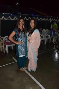 Cal Guard Sgt. Jasleen Khaira and Staff Sgt. Bree Khaira wear traditional Indian dress during a social event after the conclusion of Yudh Abhyas 2014 on Sept. 30 at Chaubattia Cantonment, India.