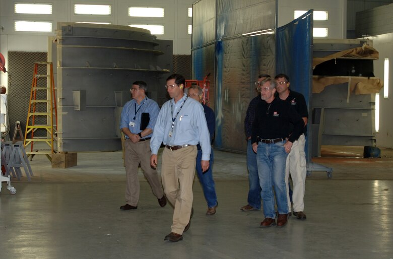 A team from the U.S. Army Corps of Engineers Nashville District tours Voith Hydro’s production facility Oct. 8, 2014 in York, Pa.  John D. Seifarth, director of Manufacturing, led the tour and provided information about the production process with the team. Earlier that day, the group visited to witness the testing of the model hydropower turbine to ensure it met required specifications before the manufacturing process and work to modernize the power house begins at Center Hill Dam in Lancaster, Tenn. 