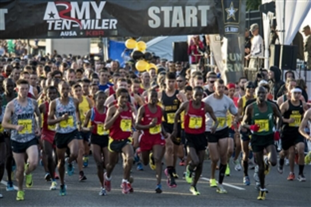 More than 35,000 participants from all over the world ran the 30th Army Ten-Miler, which started and ended at the Pentagon, Oct. 12, 2014.