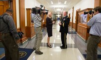18th Chairman of the Joint Chiefs of Staff Gen. Martin E. Dempsey speaks with ABC News Senior Foreign Affairs Correspondent Martha Raddatz during a recored interview at the Pentagon Washington D.C., Oct.  7, 2014. Dempsey answered questions on topics from the ongoing war against ISIL in Syria and Iraq, to the U.S. Military's role in fighting an ebola outbreak in western Africa.
