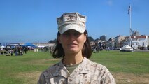 San Francisco native 1st Lt. Stephanie Bohlen, a forward operations officer with Combat Logistics Battalion 13, participated in setting up a humanitarian assistance and disaster relief village for San Francisco Fleet Week 2014, Oct. 10. During the course of fleet week, Marines have been demonstrating assets available for the Bay Area in response to a sudden crisis. The intent is to showcase amphibious nature, readiness and the ability to respond to disasters and highlight the role the Navy-Marine Corps team can play in assisting disaster victims.