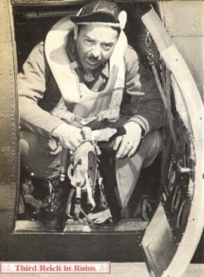 Col. Budd J. Peaslee, of the 92nd Bombardment Group, who led the attack on Schweinfurt on Oct. 14 1943, in command of the First Bomb Division. (Mission 115 - "Black Thursday").  (True Magazine, April 1957)