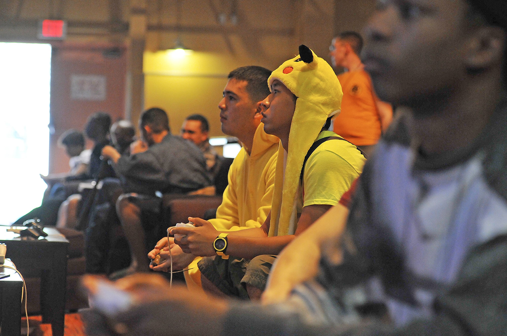 Participants of Misawa Omnicon 2014 take part in a video game tournament at Misawa Air Base, Japan, Oct. 11, 2014. Gamers had the opportunity to battle each other in games like Super Smash Brothers and Street Fighter. (U.S. Air Force photo by Senior Airman Jose L. Hernandez-Domitilo)