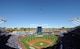 A B-2 Spirit stealth bomber from Whiteman Air Force Base, Mo., flies over the Royals vs. Orioles baseball game at Kauffman Stadium in Kansas City, Mo., Oct. 15, 2014. Airmen from the 509th Bomb Wing and 131st Bomb Wing at Whiteman performed the flag detail and represented the U.S. Air Force to a packed stadium as well as a TV viewership of millions during Game 4 of the American League Championship Series. (U.S. Air Force photo by Airman 1st Class Joel Pfiester/Released)