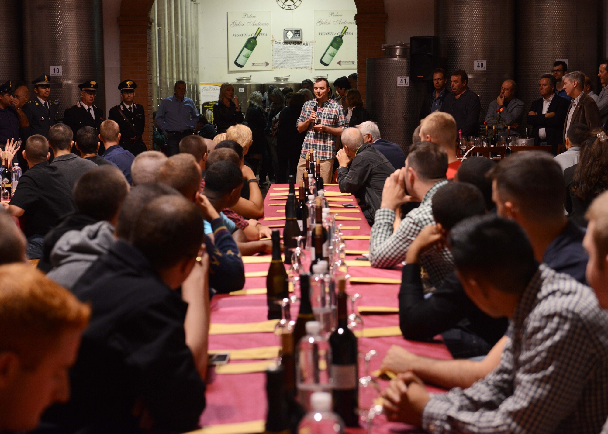 Staff Sgt. Darren Pennington, 31st Medical Operations Squadron mental health technician, briefs the importance of knowing your blood alcohol content during a responsible drinking event, Oct. 11, 2014, in San Quirino, Italy. The maximum blood alcohol content level to drive in Italy is 0.05, compared to 0.08 in the U.S. (U.S. Air Force photo/Airman 1st Class Deana Heitzman)