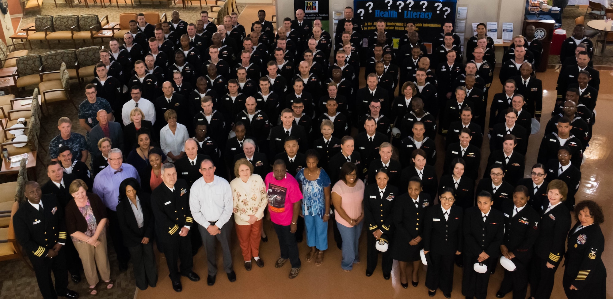 On Oct.13, 1775, the United States Navy was established by the Continental Congress. Two hundred, thirty-nine years later, staff members of Naval Health Clinic Charleston on Joint Base Charleston, pose for a celebratory photo in honor of the Navy's birthday. (U.S. Navy photo/Seaman Cody Meeks)
