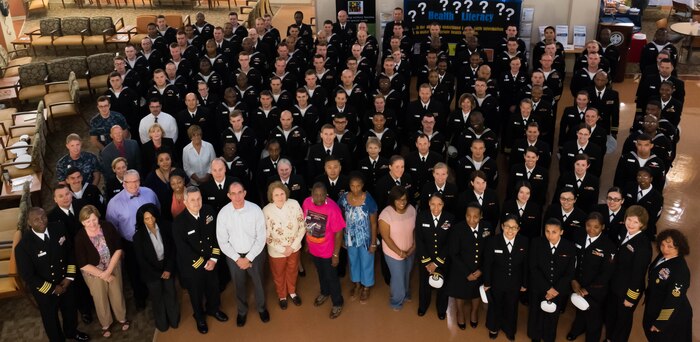 On Oct.13, 1775, the United States Navy was established by the Continental Congress. Two hundred, thirty-nine years later, staff members of Naval Health Clinic Charleston on Joint Base Charleston, pose for a celebratory photo in honor of the Navy's birthday. (U.S. Navy photo/Seaman Cody Meeks)
