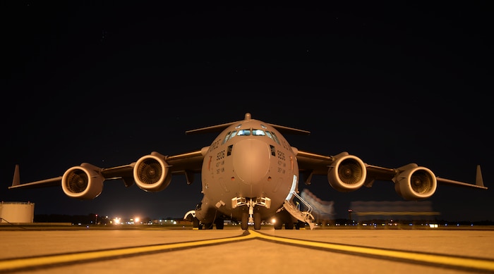Airmen from the 437th Aircraft Maintenance Squadron, Viper Support Flight rails shop, leave a C-17 Globemaster III after performing routine maintenance checks, Sept. 30, 2014, at Joint Base Charleston, S.C. The 437th Aircraft Maintenance Squadron is composed of nearly 1,000 combat-ready maintainers and support personnel which are Active Duty, Civilian, and Air Reserve Technician components. They inspect, service and maintain the assigned C-17 aircraft.  (U.S. Air Force photo by Senior Airman Daniel Hughes)