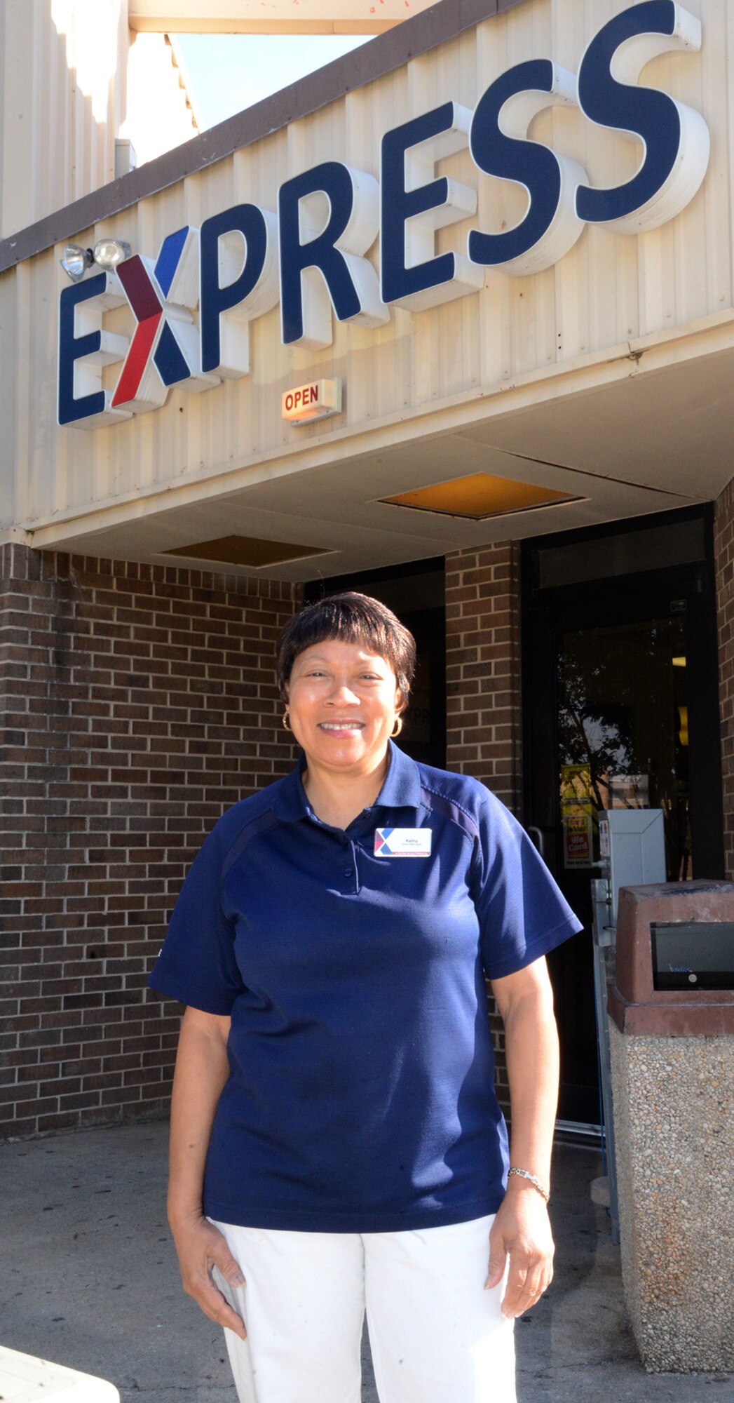 Kathy Griffin, facility manager of Express II Shoppette, recently returned from a year and a half duty at Forward Operating Base PASAB, Afghanistan. (Air Force photo by Kelly White)