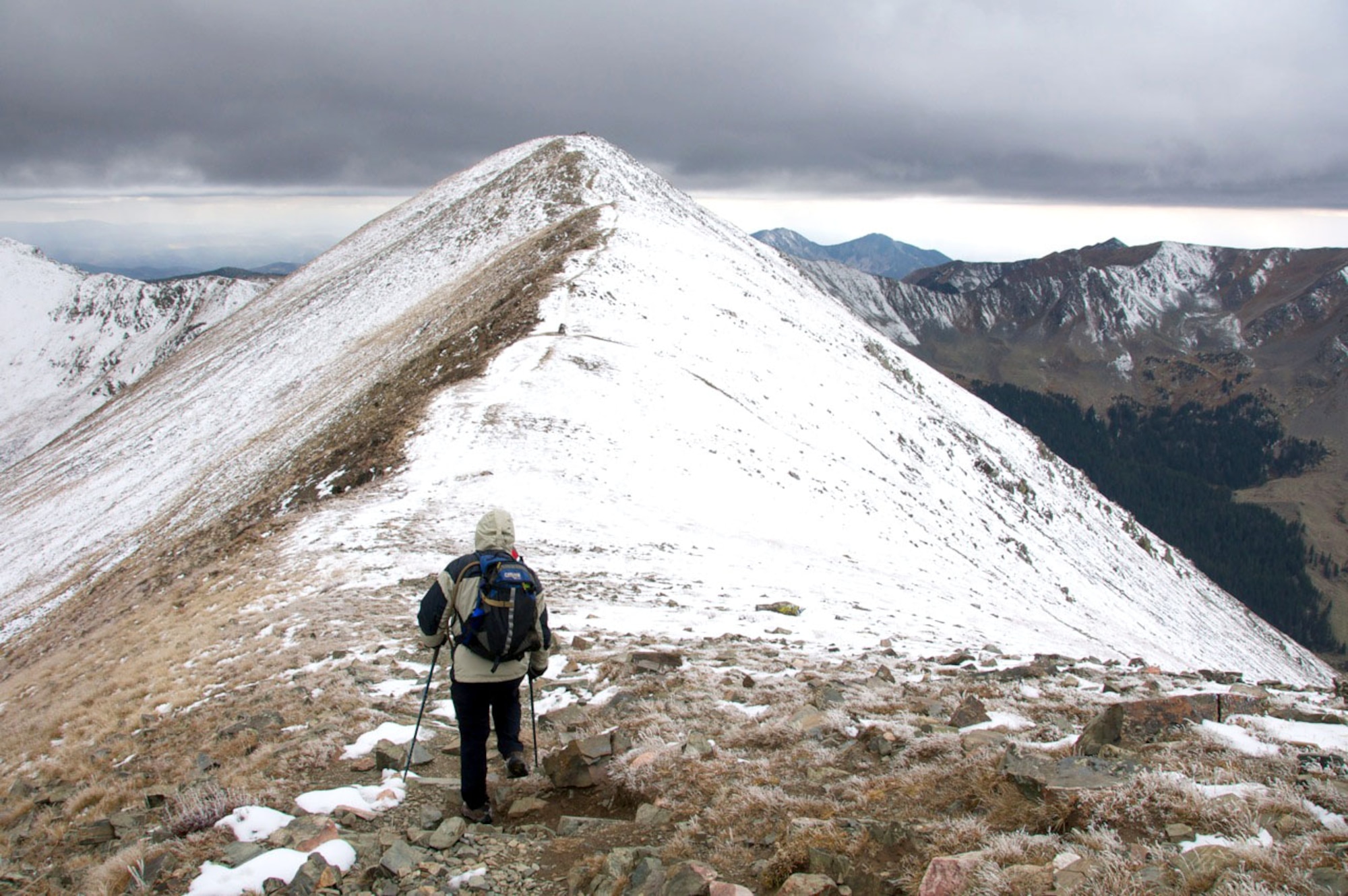 Airmen from Kirtland and Holloman Air Force Bases hiked Wheeler Peak as part of the 50 Summits Challenge, which aims to promote camaraderie and personal resiliency among Airmen by encouraging teams to carry the Air Force flag to the highest point in all 50 states.  (Courtesy photo)