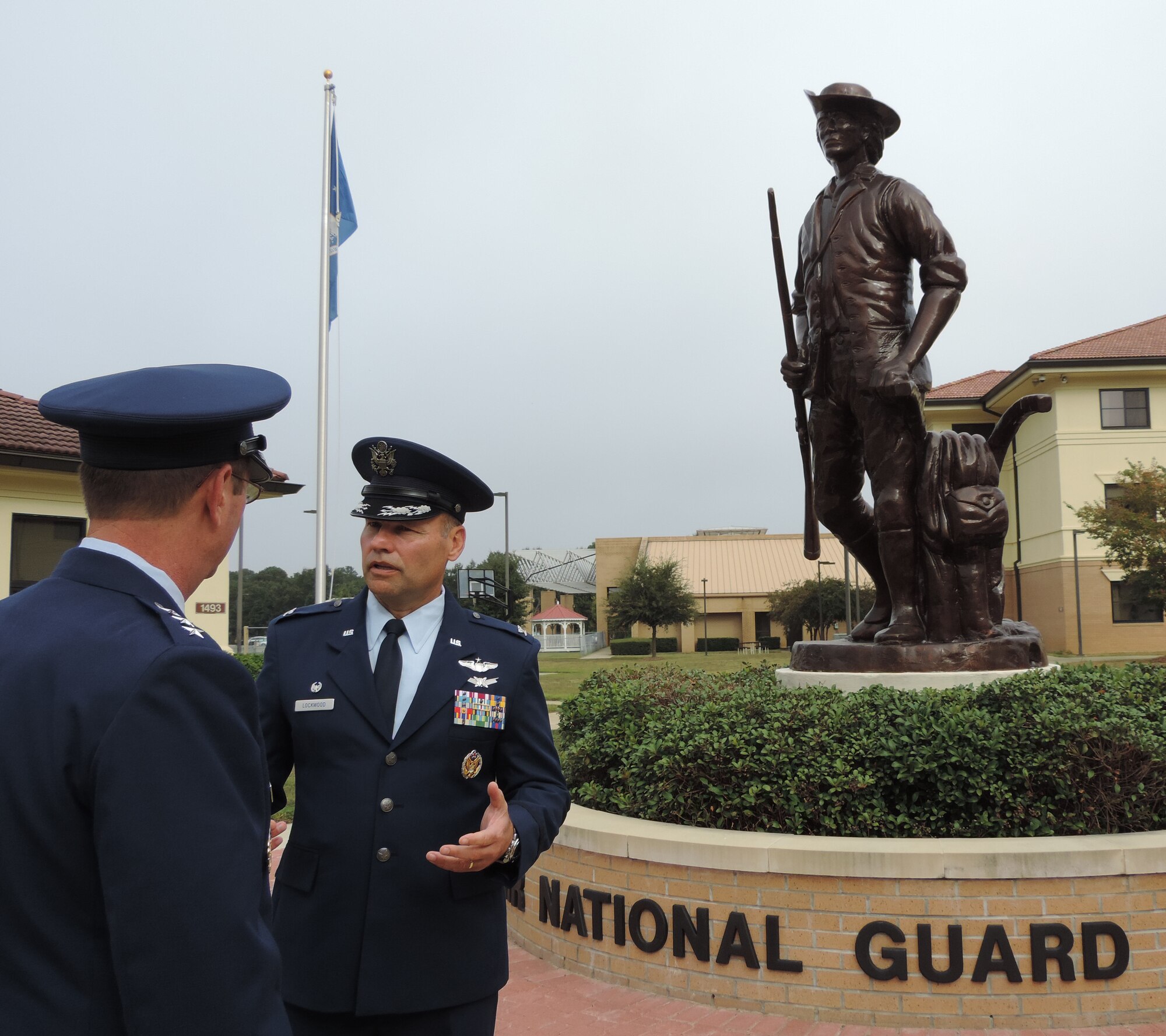 Lt. Gen. Joseph L. Lengyel tours the campus of Officer Training School escorted by Col. Scott M. Lockwood, commadant OTS at Maxwell AFB, Ala. The Academy of Military Science is located here and graduates almost 600 officers into the Air National Guard yearly.