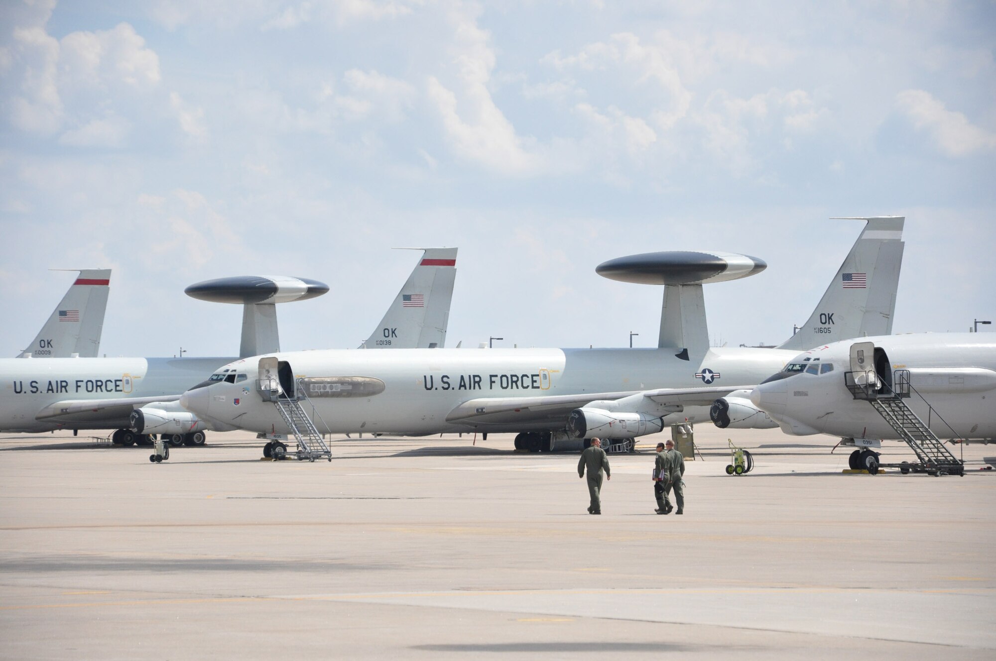 E-3 Sentry Airborne Warning and Control System aircraft belonging to the 552nd Air Control Wing at Tinker and the NATO E-3s at Geilenkirchen, Germany, will soon be getting upgraded avionics and cockpit displays. (Air Force photo by Darren D. Heusel)