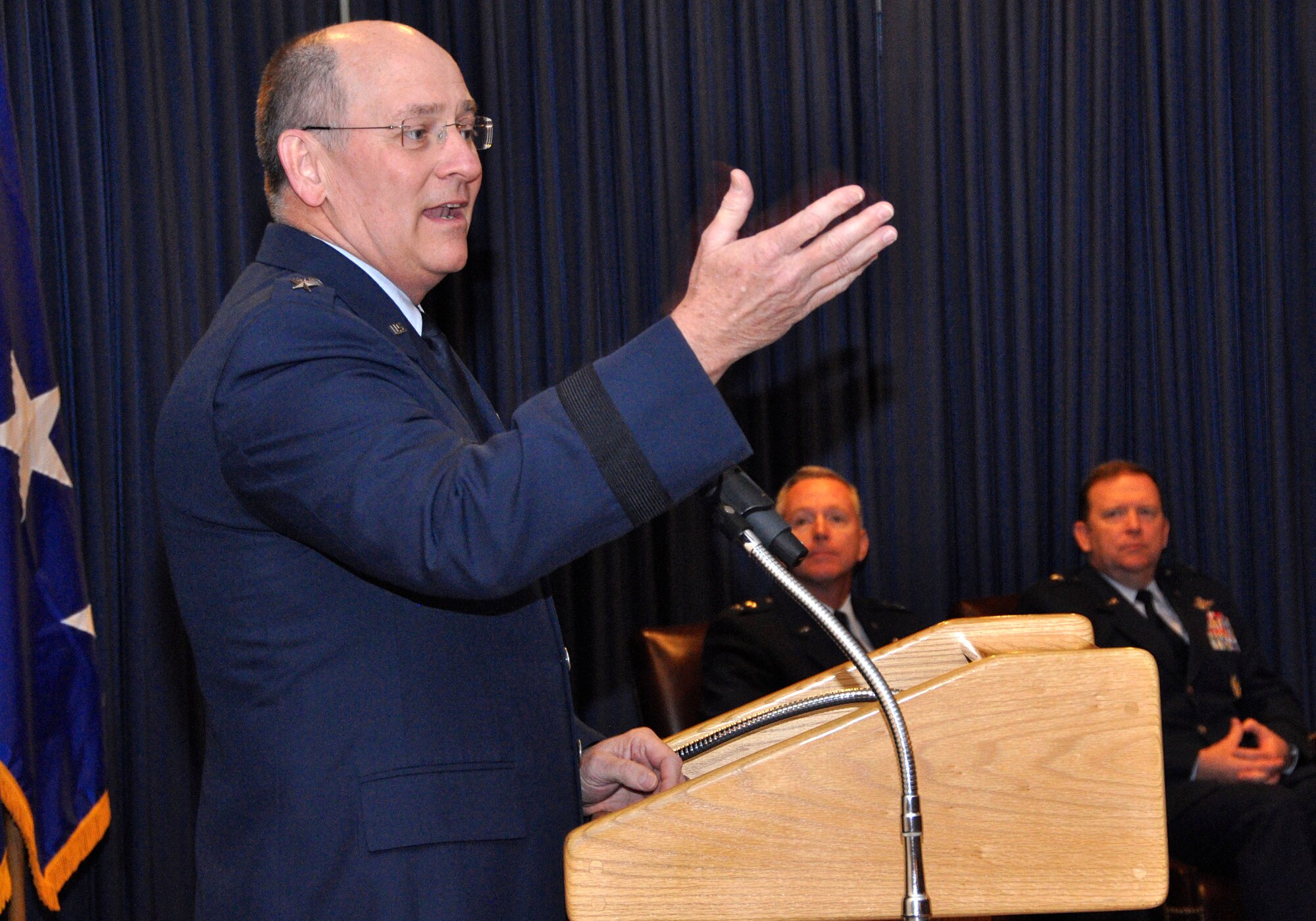 Lieutenant General James Jackson, commander of Air Force Reserve Command and chief of the Air Force Reserve, presided over the 10th Air Force change of command ceremony at Naval Air Station Fort Worth Joint Reserve Base, Texas, October 18, 2014.