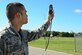 U.S. Air Force Tech. Sgt. John Apple, 1st Operations Support Squadron weather flight assistant section chief, checks a Kestrel at Fort Eustis, Va., Oct. 17, 2014. The handheld weather machine measures air pressure, wind speed and other weather factors. (U.S. Air Force photo by Airman 1st Class Kimberly Nagle/Released)