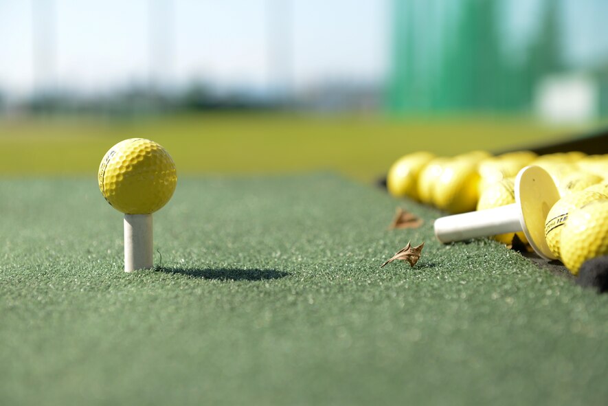 A golf ball stands on a tee during the Free Golf Clinic at Yokota Air Base, Japan, Oct. 18, 2014. The Free Golf Clinic is hosted every Saturday at the Yokota Par 3 Golf Course and assists community members in improving their golf games. (U.S. Air Force photo by Staff Sgt. Cody H. Ramirez/Released)