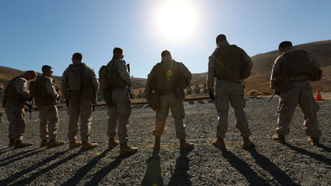 U.S. Marines with 3rd Battalion, 1st Marine Regiment, conduct close-quarters drills during a raid-leaders course aboard Camp Pendleton, Calif., Oct. 8, 2014. Marines with 3/1 are the Battalion Landing Team with the 15th Marine Expeditionary Unit. (U.S. Marine photo by Cpl. Steve H. Lopez/Released)