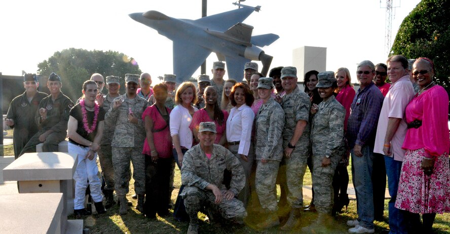 Spearheaded by Ms. Evelyn Mickles (far right), 301st legal office manager, the 301st Fighter Wing has gathered together in support of Breast Cancer Awareness Month with Pink Out Wendesdays. Throughout October, Ms. Mickels has encouraged everyone to wear pink on Wednesdays to show their support those taken by breast cancer, the survivors, caregivers and loved ones of those inflicted. (U.S. Air Force photo/Master Sgt. Julie Briden-Garcia)
