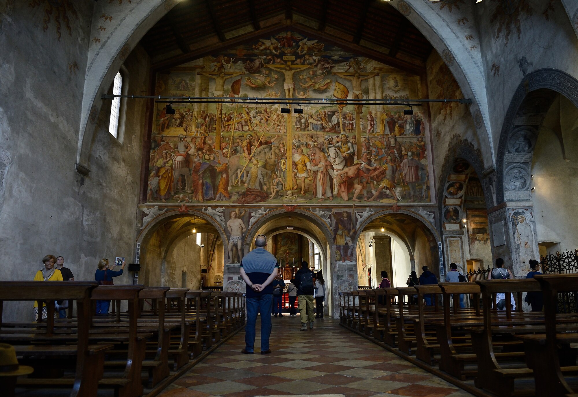 Paintings by Bernardino Luini, a friend and mentee of Leonardo di Vinci, can be seen inside the Church of S. Maria degli Angioli in Lugano, Switzerland. The church has remained virtually unchanged for centuries except for the addition of a modern heating system installed under the floorboards. (U.S. Air Force photo/Staff Sgt. R.J. Biermann)