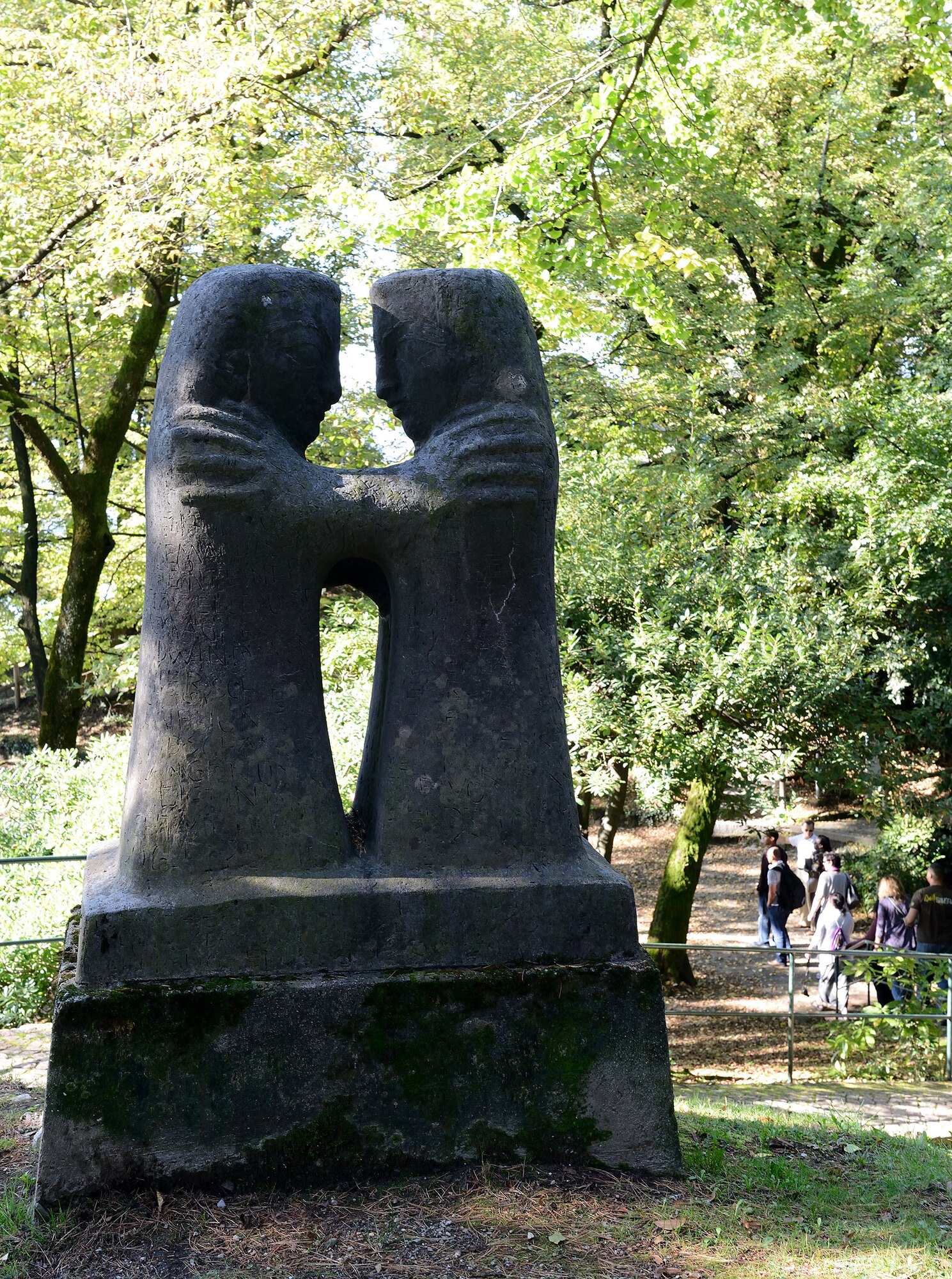 Several statutes can be seen on the trails that take visitors through Civico-Ciani Park in Lugano, Switzerland. A short trail leads visitors to an open area where they can get a birds-eye view of the city. (Courtesy photo/Mykennah Biermann)