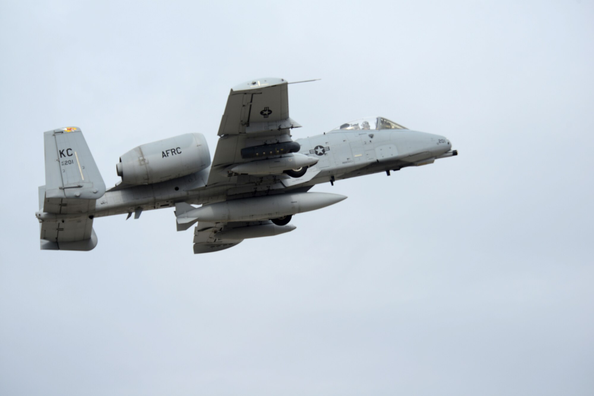 BAGRAM AIRFIELD, Afghanistan -  An A-10 Thunderbolt II aircraft, assigned to the 303rd Expeditionary Fighter Squadron, flies above Bagram Airfield, Afghanistan Oct. 19, 2014 after completing a six month deployment in support of Operation Enduring Freedom. The 303 EFS was responsible for close air support operations throughout Afghanistan and was deployed from the 442nd Fighter Wing at Whiteman Air Force Base, Mo. The 303 EFS was succeeded by the 163rd Expeditionary Fighter Squadron.   (U.S. Air Force photo by Master Sgt. Cohen A. Young/Released)