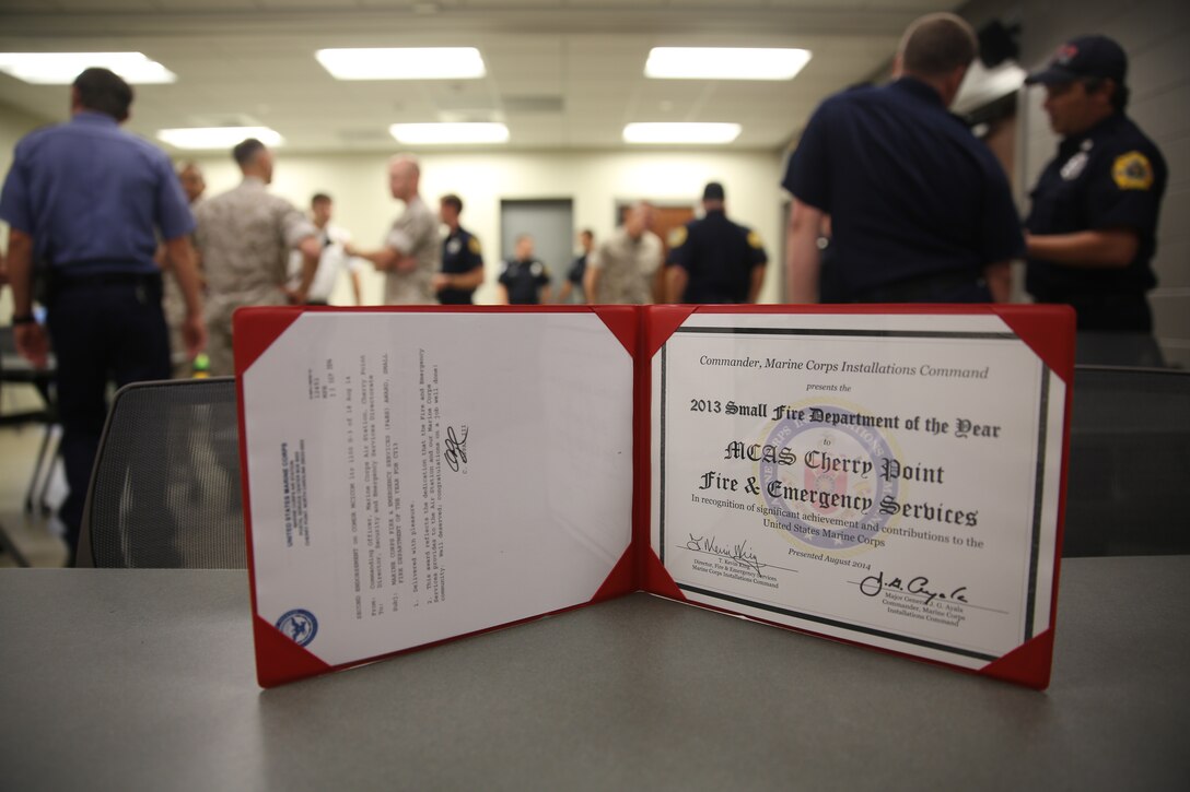 Cherry Point’s Fire and Emergency Services Department was named the Marine Corps Small Fire Department of the Year for their services in 2013. The department responded to a total of 1,953 calls and trained for a total of 13,527 during the 2013 year alone.