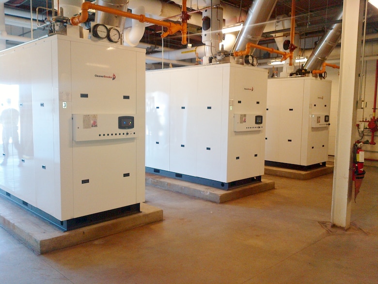 Three new boilers are operating at the Defense Finance and Accounting Services offices, Columbus, Ohio.