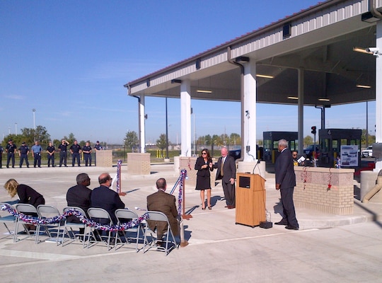 A ribbon-cutting ceremony was held for the $10.5 million security enhancements project at the Defense Supply Center Installation in Columbus, Ohio on Sept. 26, 2014. 