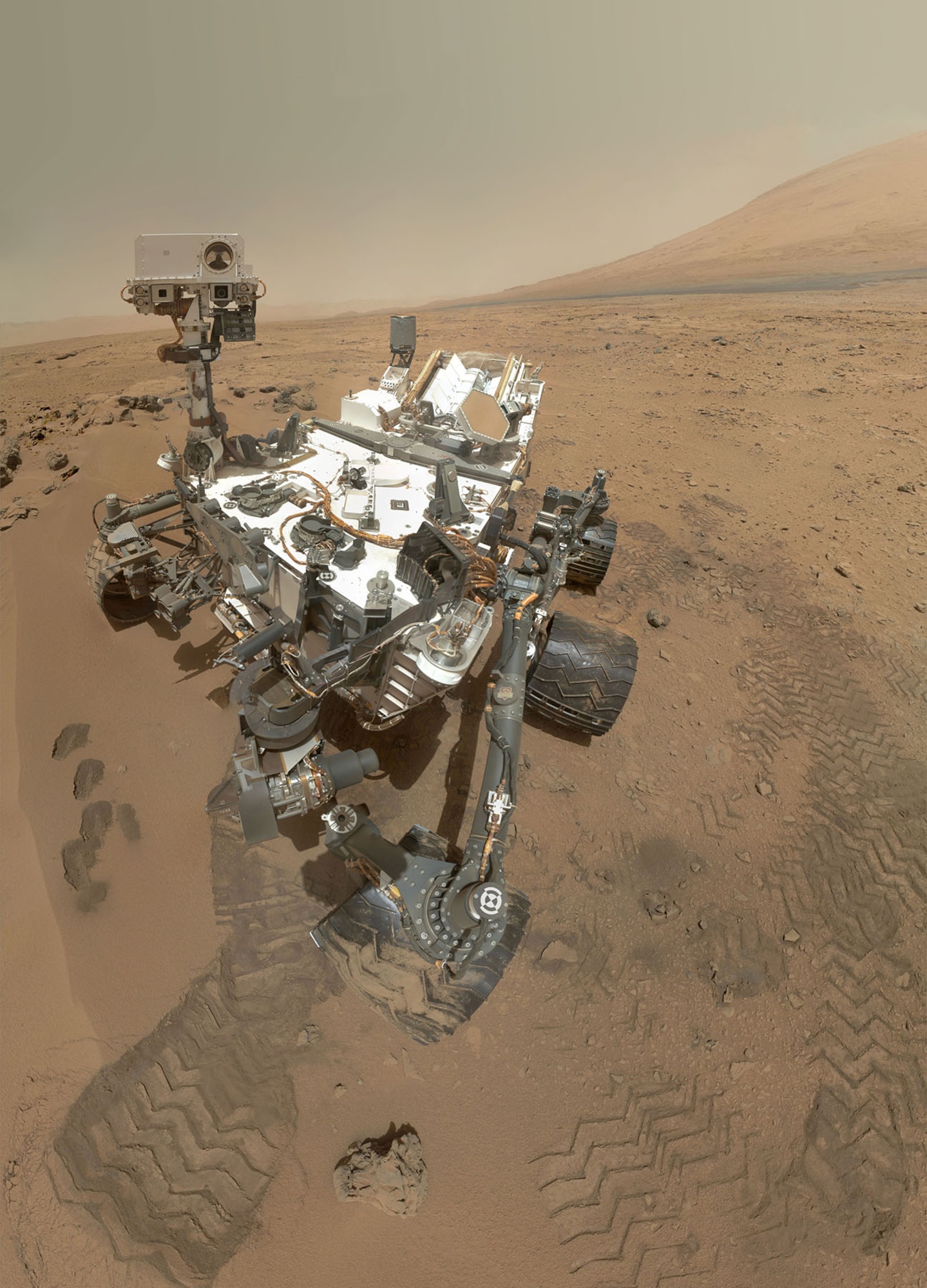 On Sol 84 (Oct. 31, 2012), NASA's Curiosity rover used the Mars Hand Lens Imager (MAHLI) to capture this set of 55 high-resolution images, which were stitched together to create this full-color self-portrait. (Photo courtesy of NASA/JPL-Caltech/Malin Space Science Systems)